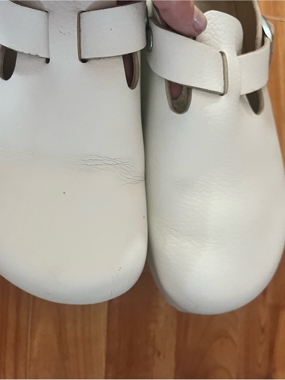 Birkenstock White Leather Clogs Sandals - Picture 5 of 7